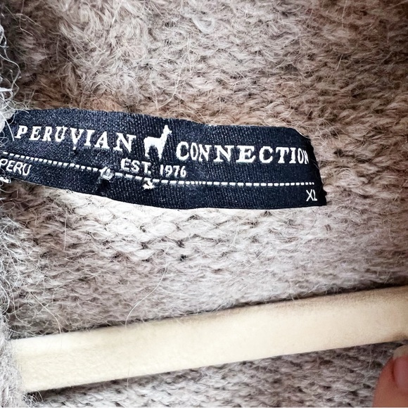 Peruvian Connection Kotzebue Alpaca Sweater Coat Size XL Oatmeal Beige Hooded - Picture 6 of 11